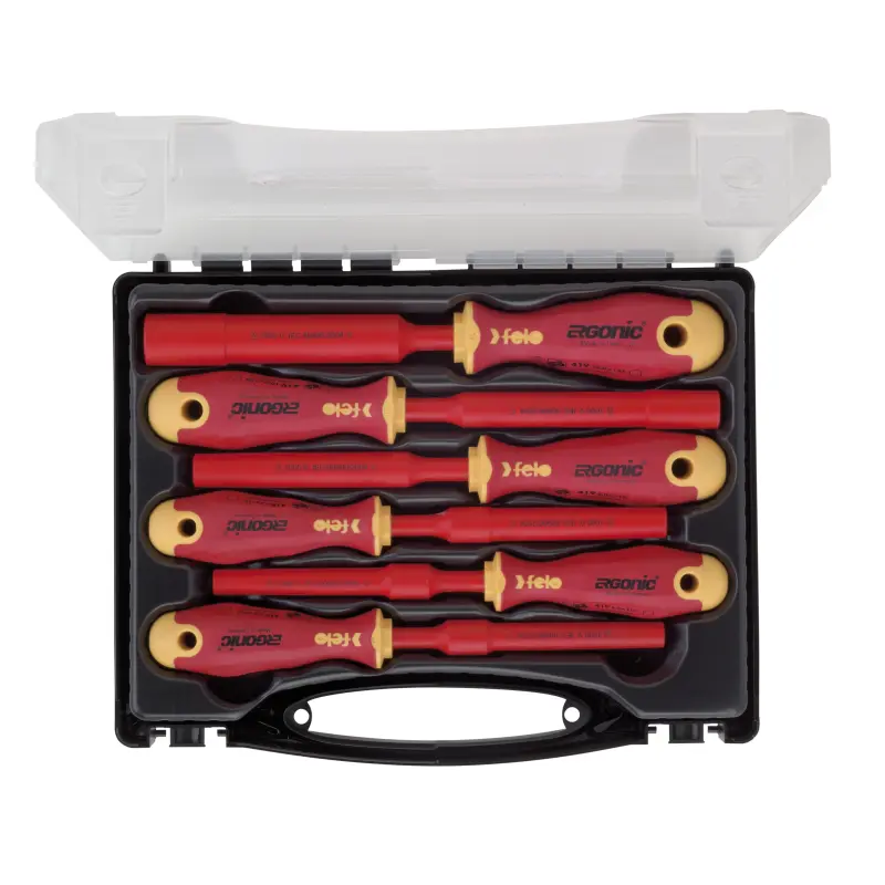 Coffret 7 Tournevis ERGONIC Felo – Poignées Ergonomiques Confortables – Qualité Pro Allemande Pour Tous Travaux